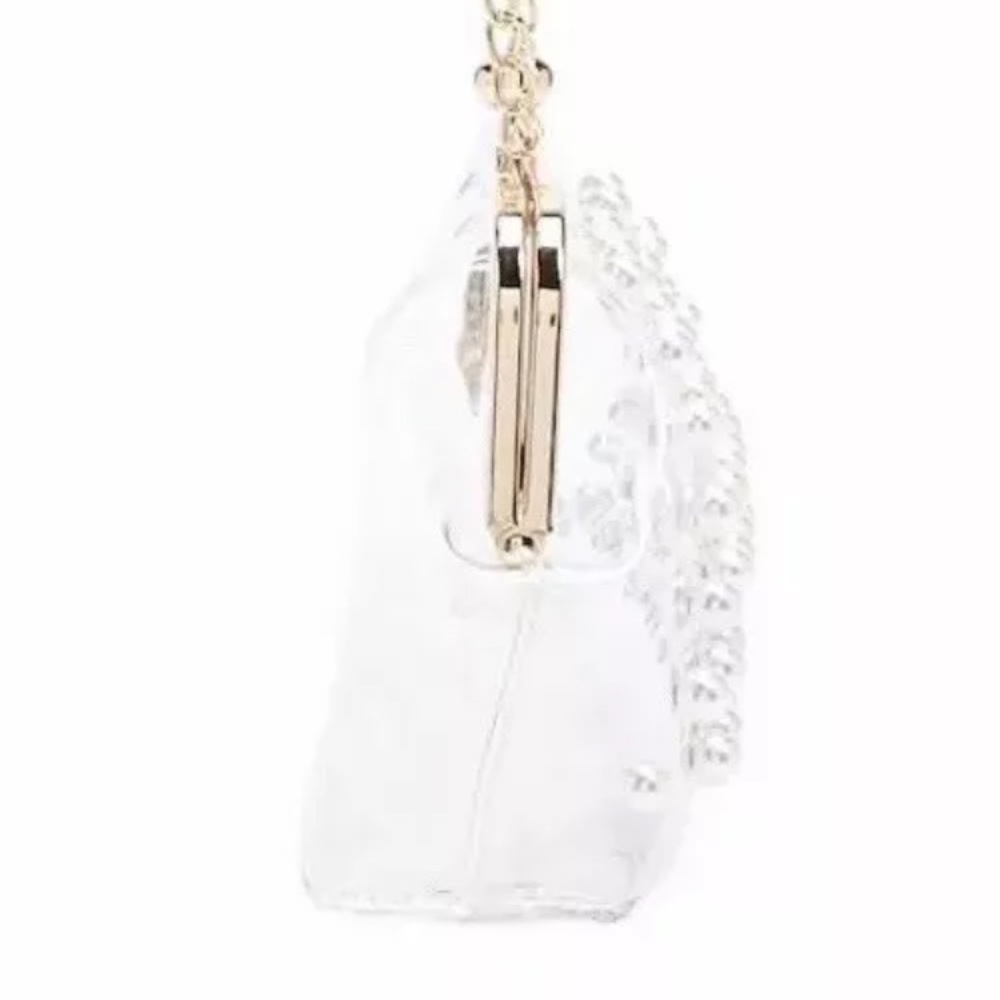 Clear Jelly Pearl beaded accent Purse evening bag - Picture 4 of 6